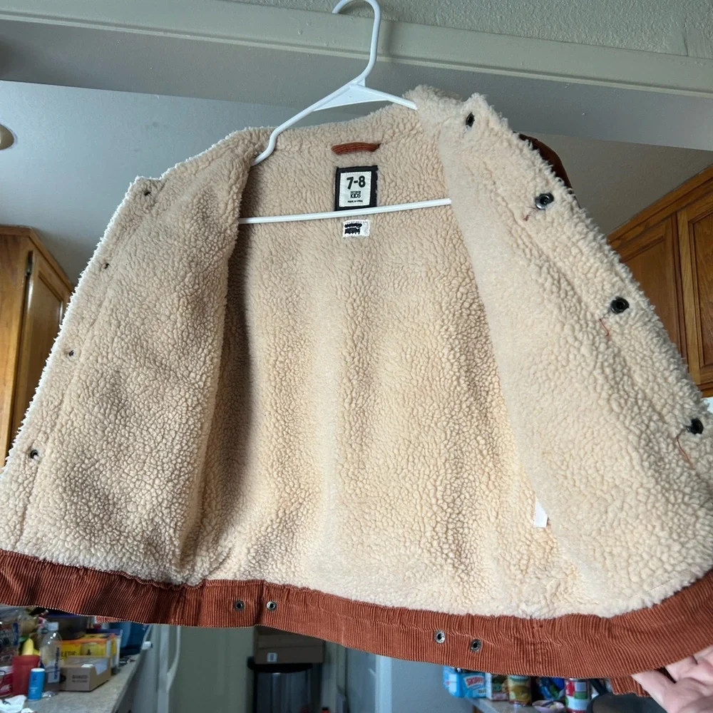 COTTON ON Kids Brown Corduroy Jacket. 7-8 Youth. Faux shearling lined. Like NEW - Picture 4 of 5